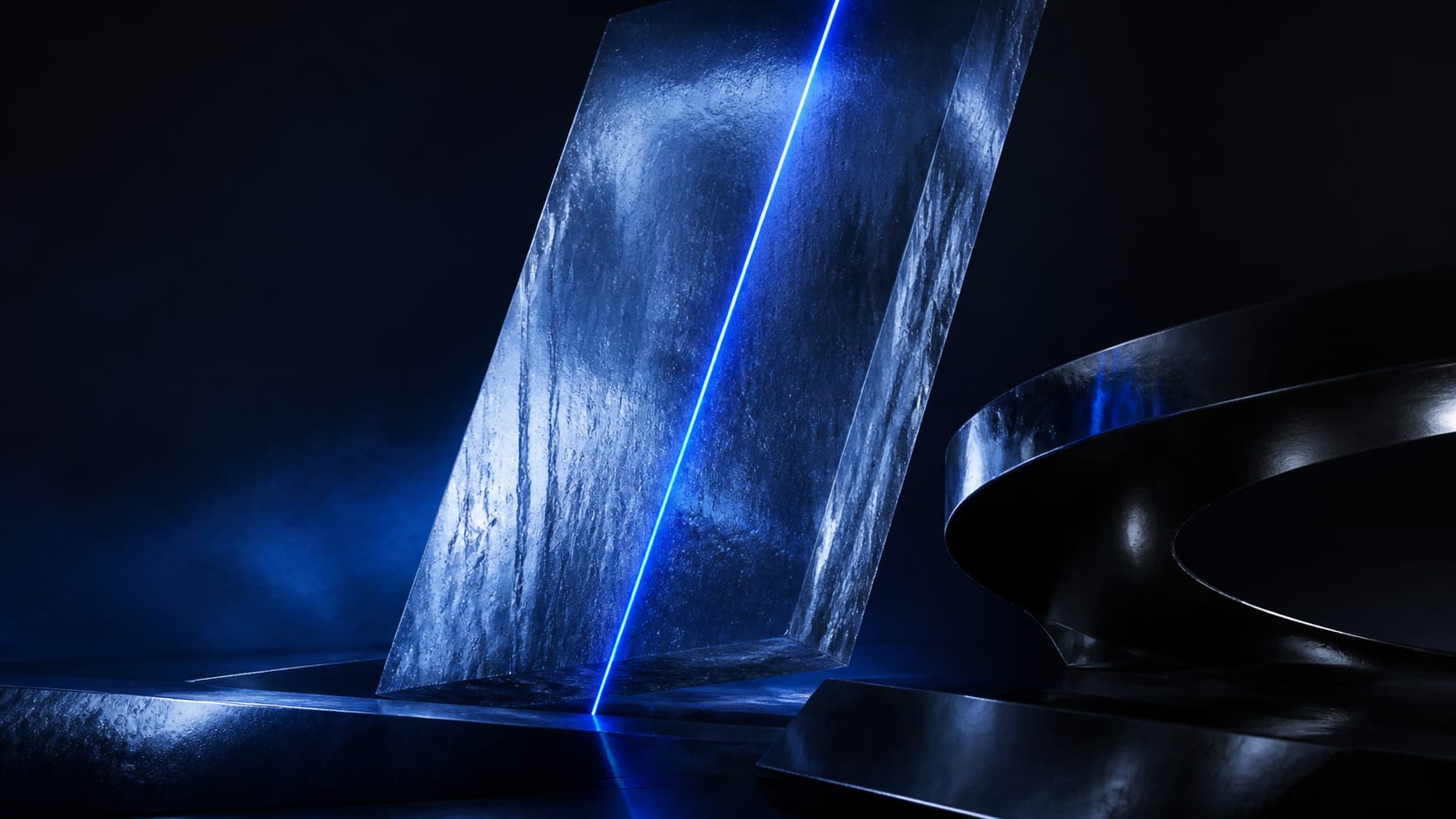 Iceman Studios glass and cobalt art direction